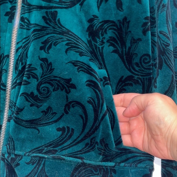 Karen Scott Women's Dark Teal Patterned Jacket - Picture 6 of 7